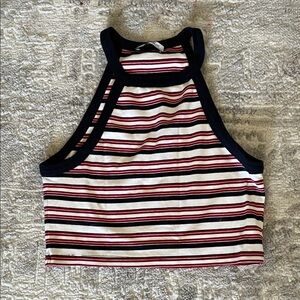 Zara Navy and Red Striped Top